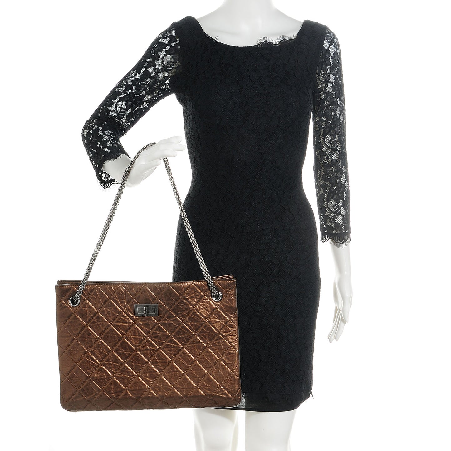 Aged Calfskin Reissue 2.55 Tote Bronze