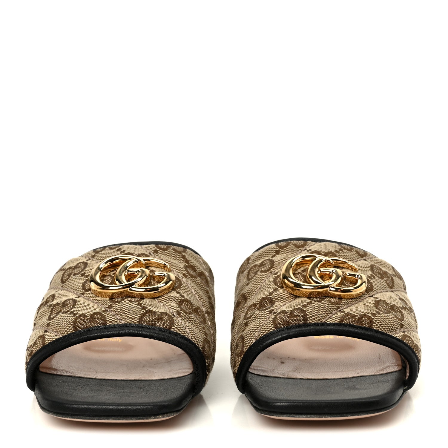 Gucci Monogram Matelasse Diagonal GG Marmont Flat Slide Sandals 35