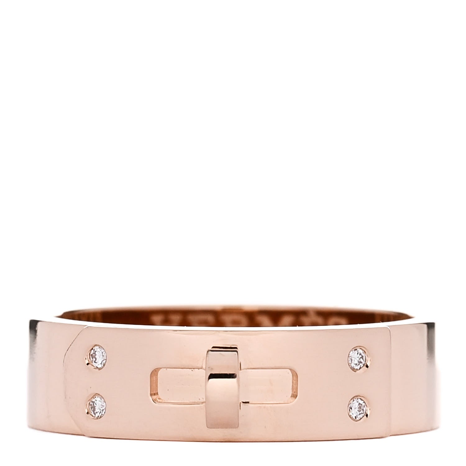 Hermes 18K Rose Gold Diamond PM Kelly Ring 51 5.75 1 of 5