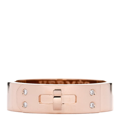 Hermes 18K Rose Gold Diamond PM Kelly Ring 51 5.75 1 of 5