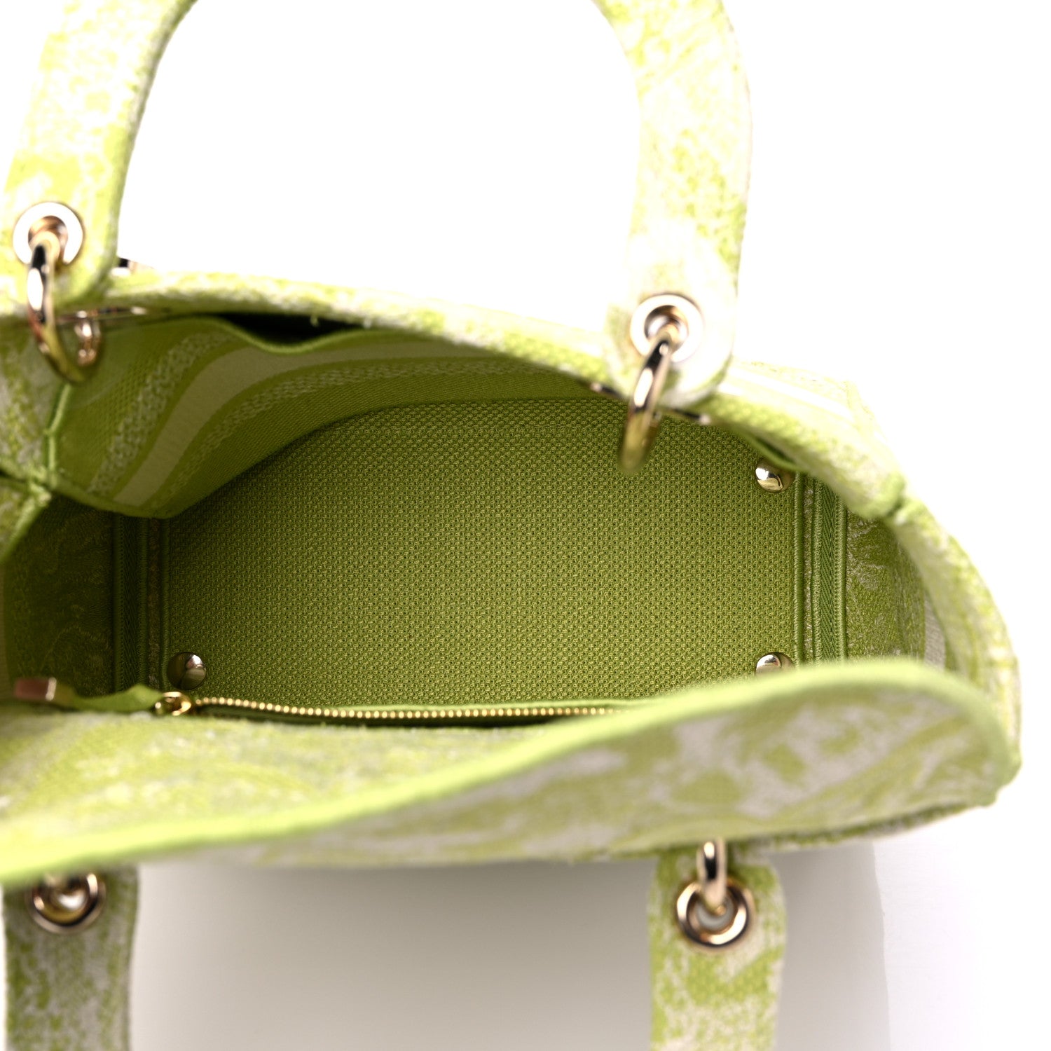 Christian Dior Canvas Toile De Jouy Reverse Embroidered Medium Lady D-Lite Green 5 of 8