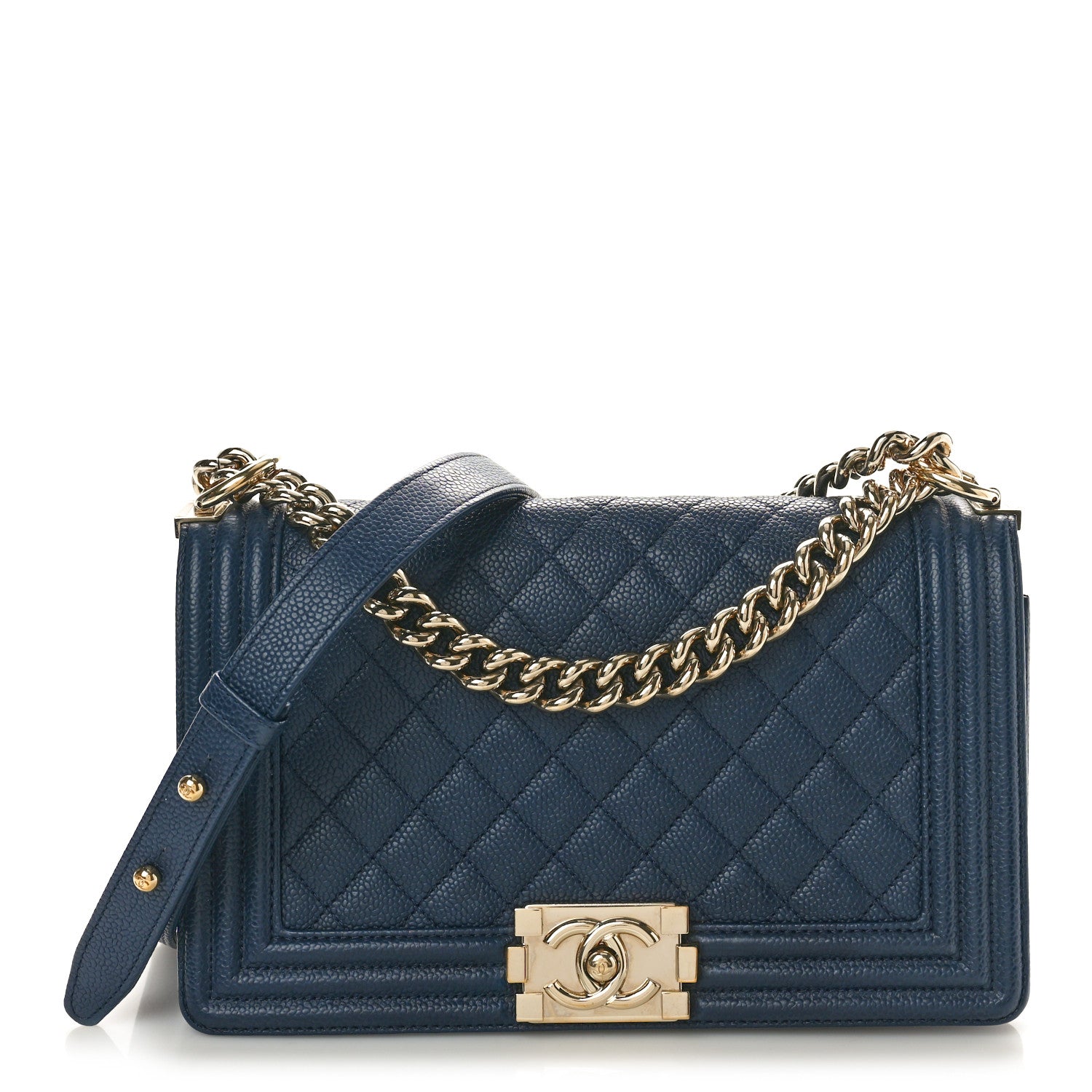 Chanel Caviar Quilted Medium Boy Flap Navy 1 of 10