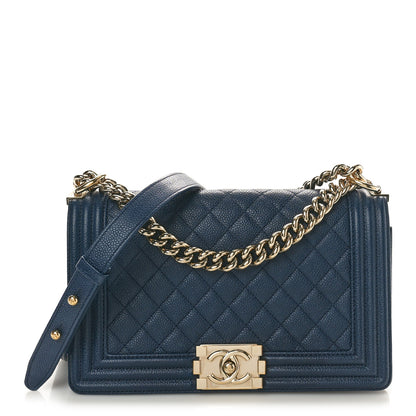 Chanel Caviar Quilted Medium Boy Flap Navy 1 of 10