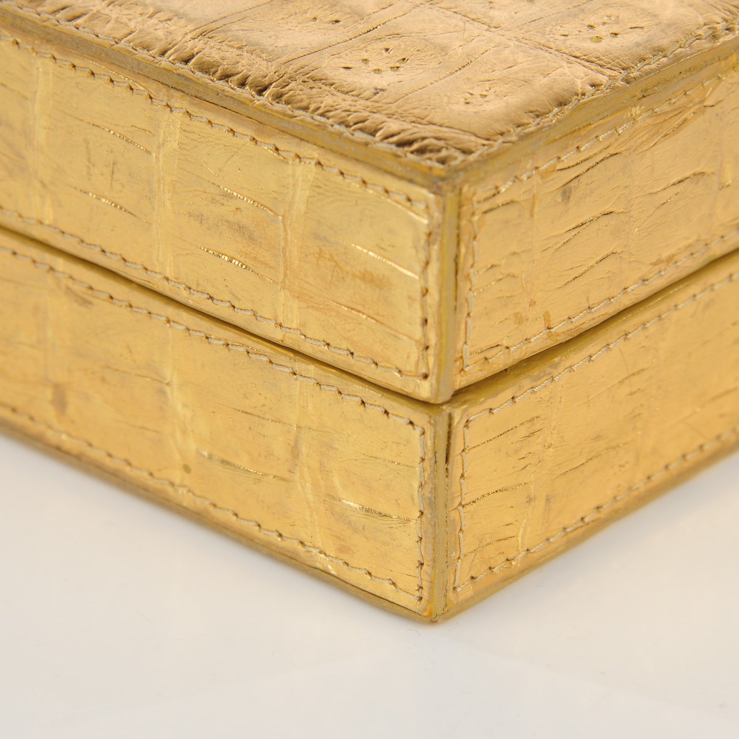 Crocodile Box Clutch Gold