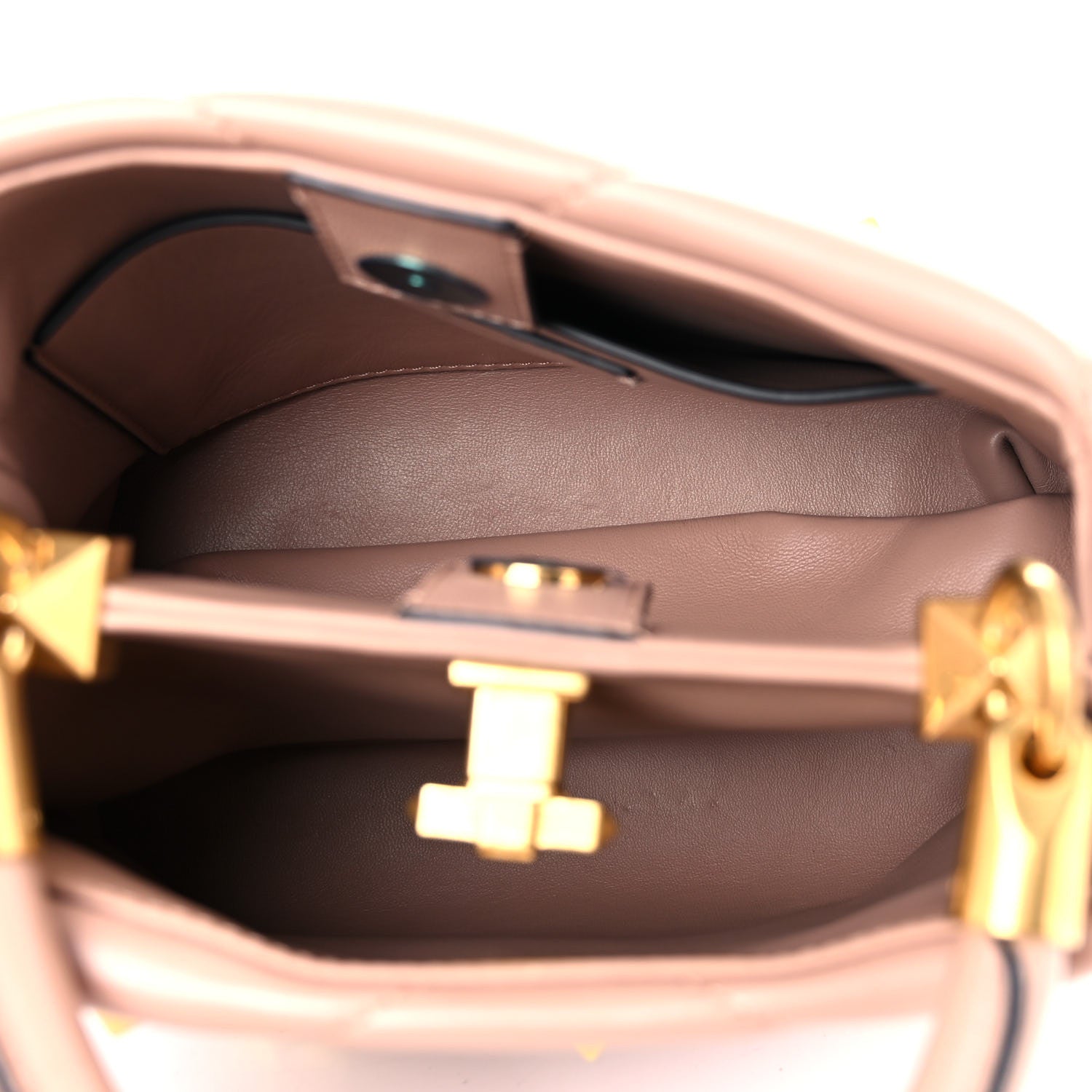 Valentino Garavani Nappa Small Roman Stud The Handle Bag Rose Cannelle 5 of 9