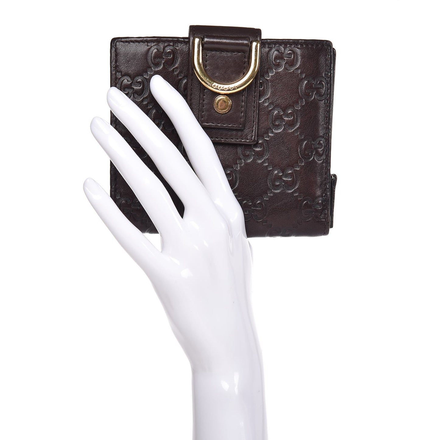 Guccissima D Ring Compact Wallet Brown