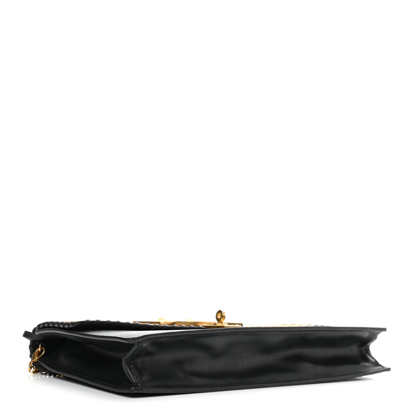 Nappa Whipstitch Icon Western Chain Shoulder Bag Black