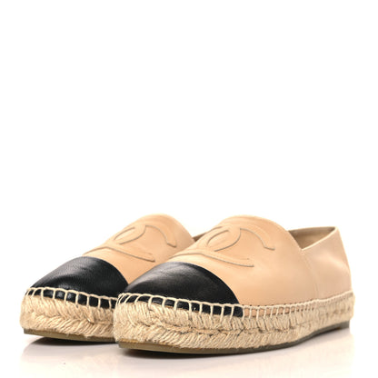 Chanel Lambskin CC Espadrilles 39 Beige Black 3 of 9
