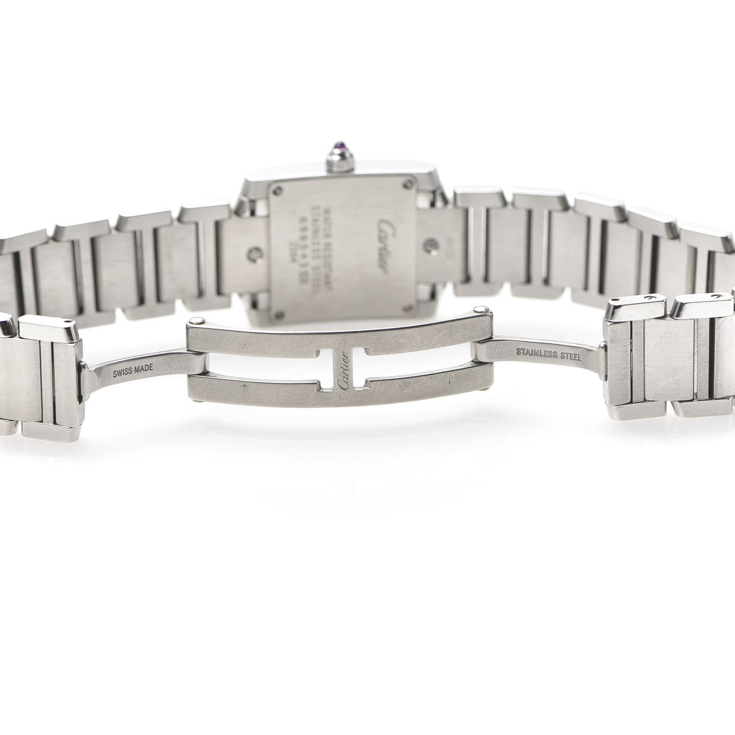 Stainless Steel Pink Mother of Pearl 20mm Tank Francaise Quartz Watch