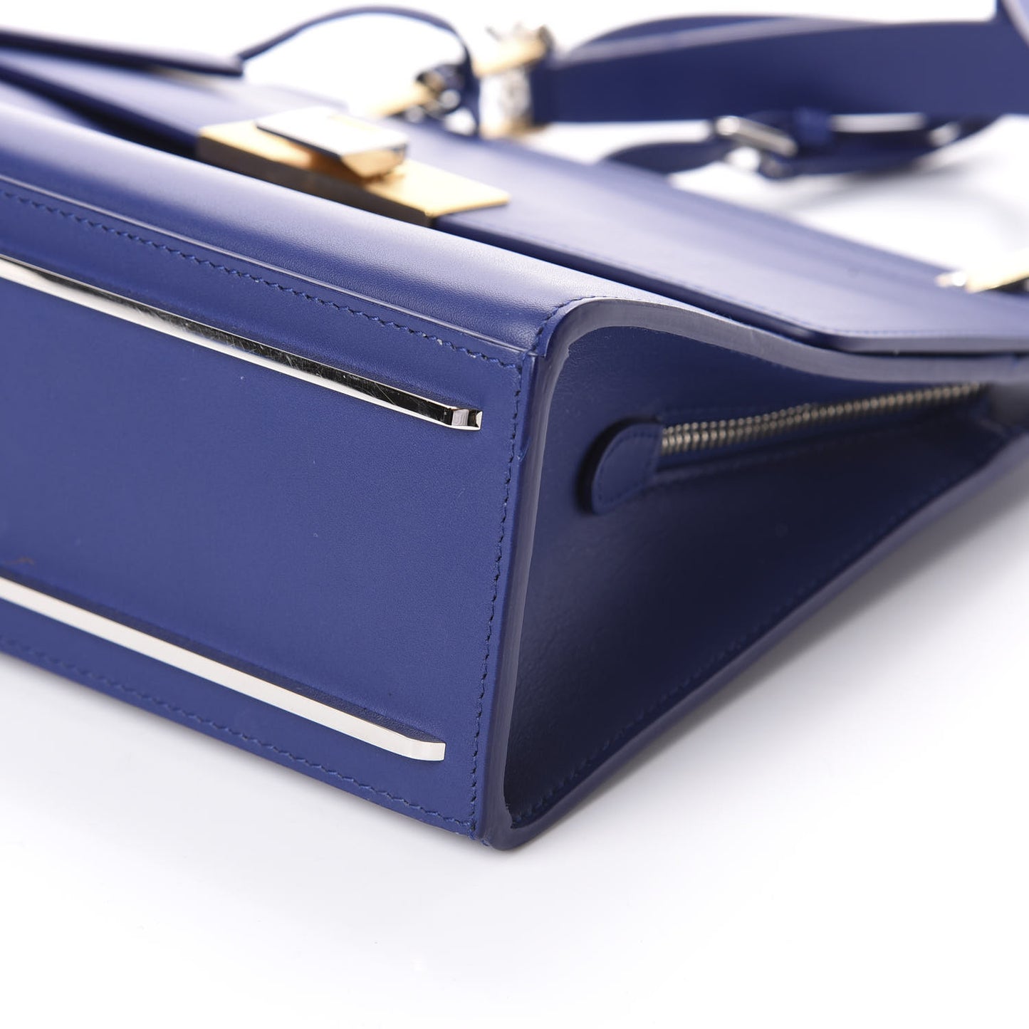 Smooth Calfskin Le Dix S Cartable Shoulder Bag Bleu Mineral