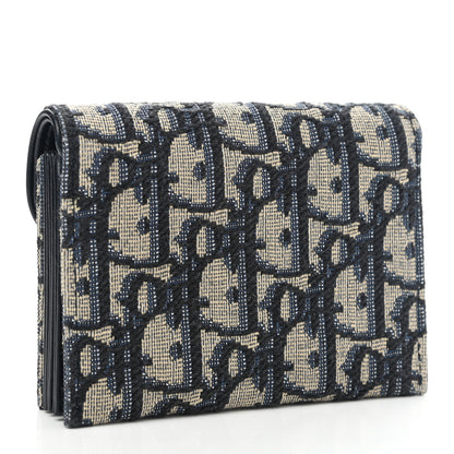 Christian Dior Oblique Saddle Card Holder Blue 3 of 9
