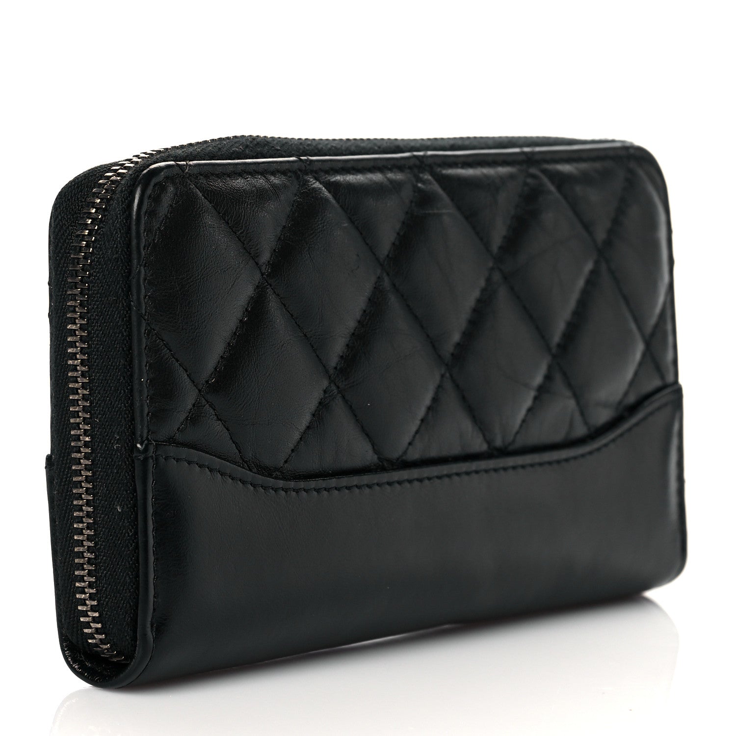 Chanel Aged Calfskin Quilted Small Gabrielle Zip Around Wallet Black 3 of 10