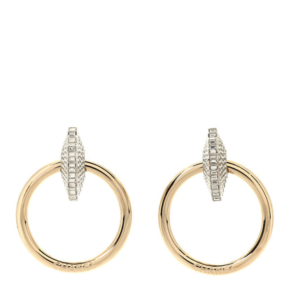 Chanel Baguette Crystal Hoop Clip On Earrings Gold 1 of 5