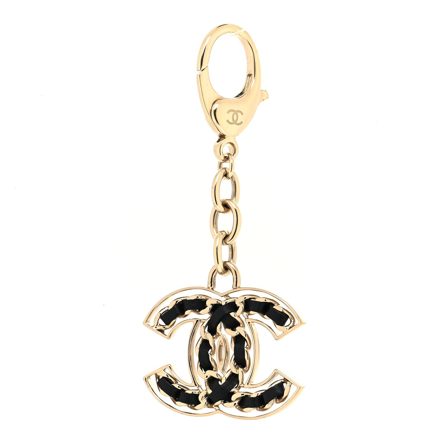 Chanel Lambskin CC Chain Keychain Black Gold 1 of 3