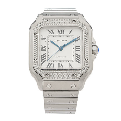 Cartier Stainless Steel Diamond Bezel 35mm Santos de Cartier Automatic Watch 1 of 4