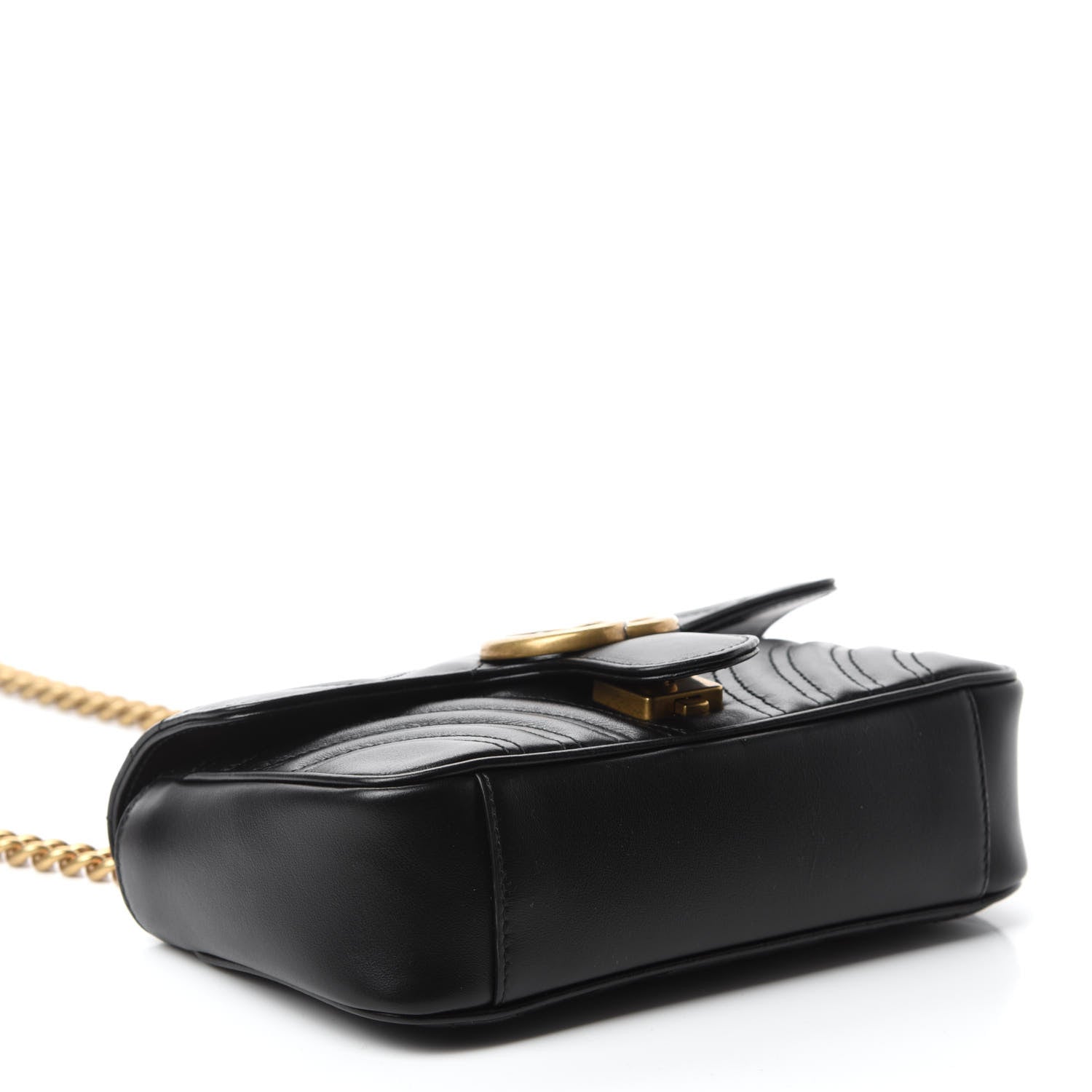 Gucci Calfskin Matelasse Mini GG Marmont Shoulder Bag Black 4 of 10