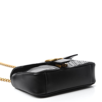 Gucci Calfskin Matelasse Mini GG Marmont Shoulder Bag Black 4 of 10