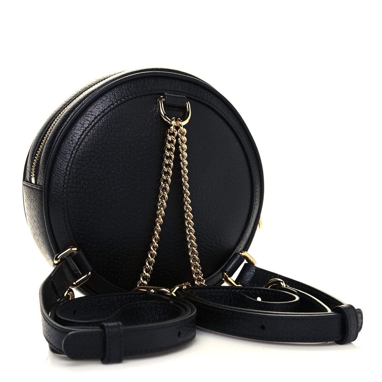 Grained Calfskin Web Mini Ophidia Round Backpack Black