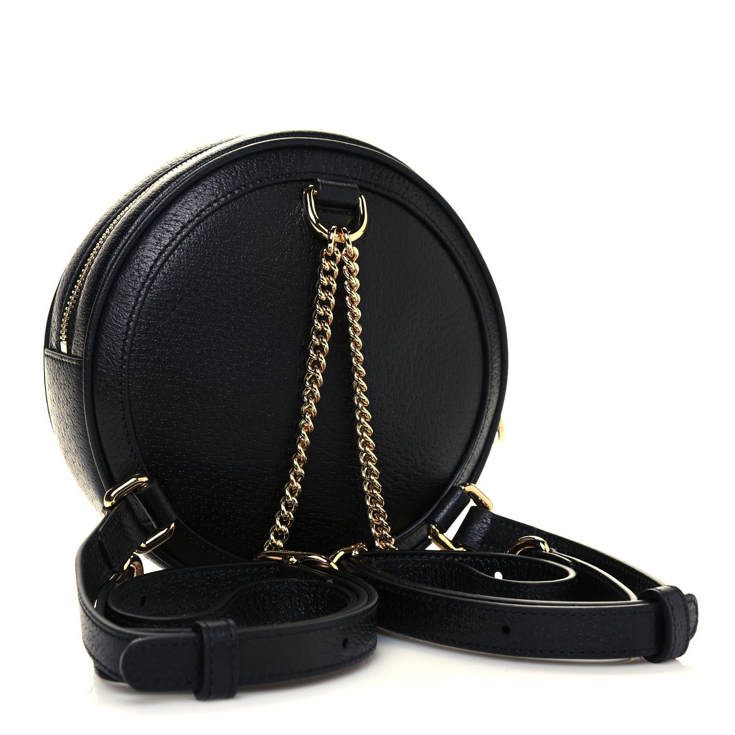 Gucci Grained Calfskin Web Mini Ophidia Round Backpack Black 2 of 8