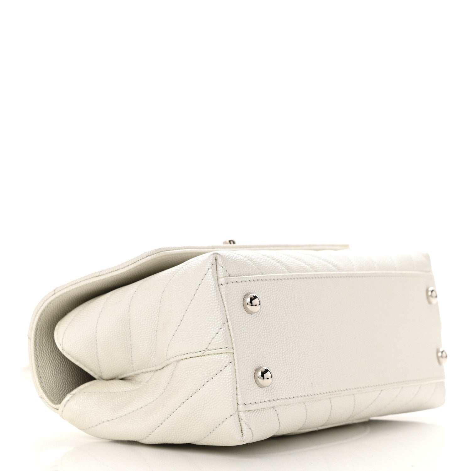 Chanel Iridescent Caviar Chevron Quilted Mini Coco Handle Flap White 4 of 14