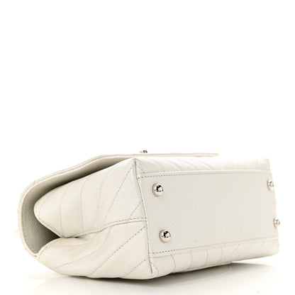 Chanel Iridescent Caviar Chevron Quilted Mini Coco Handle Flap White 4 of 14