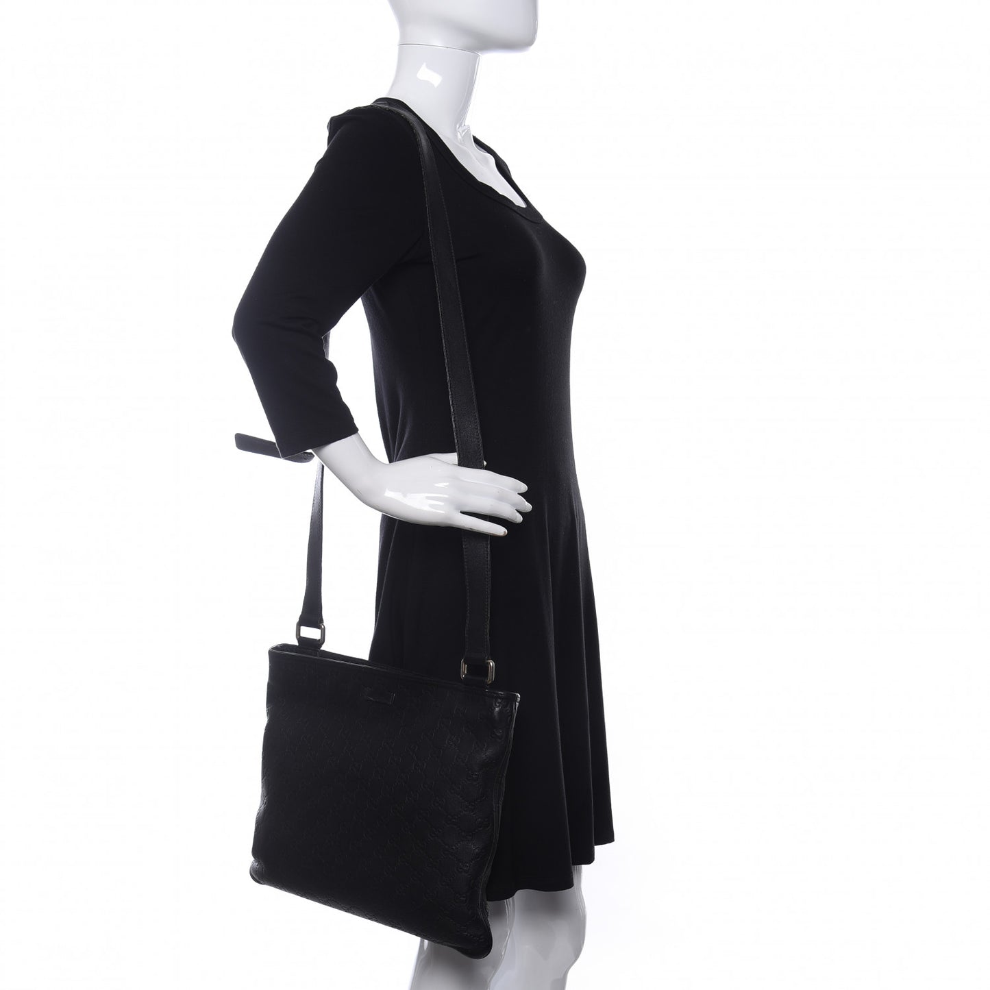 Guccissima Medium Flat Messenger Bag Black