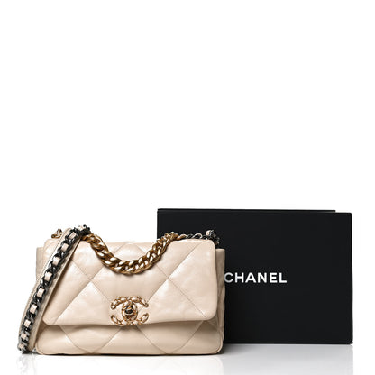 Chanel Goatskin Quilted Medium Chanel 19 Flap Beige 12 of 12