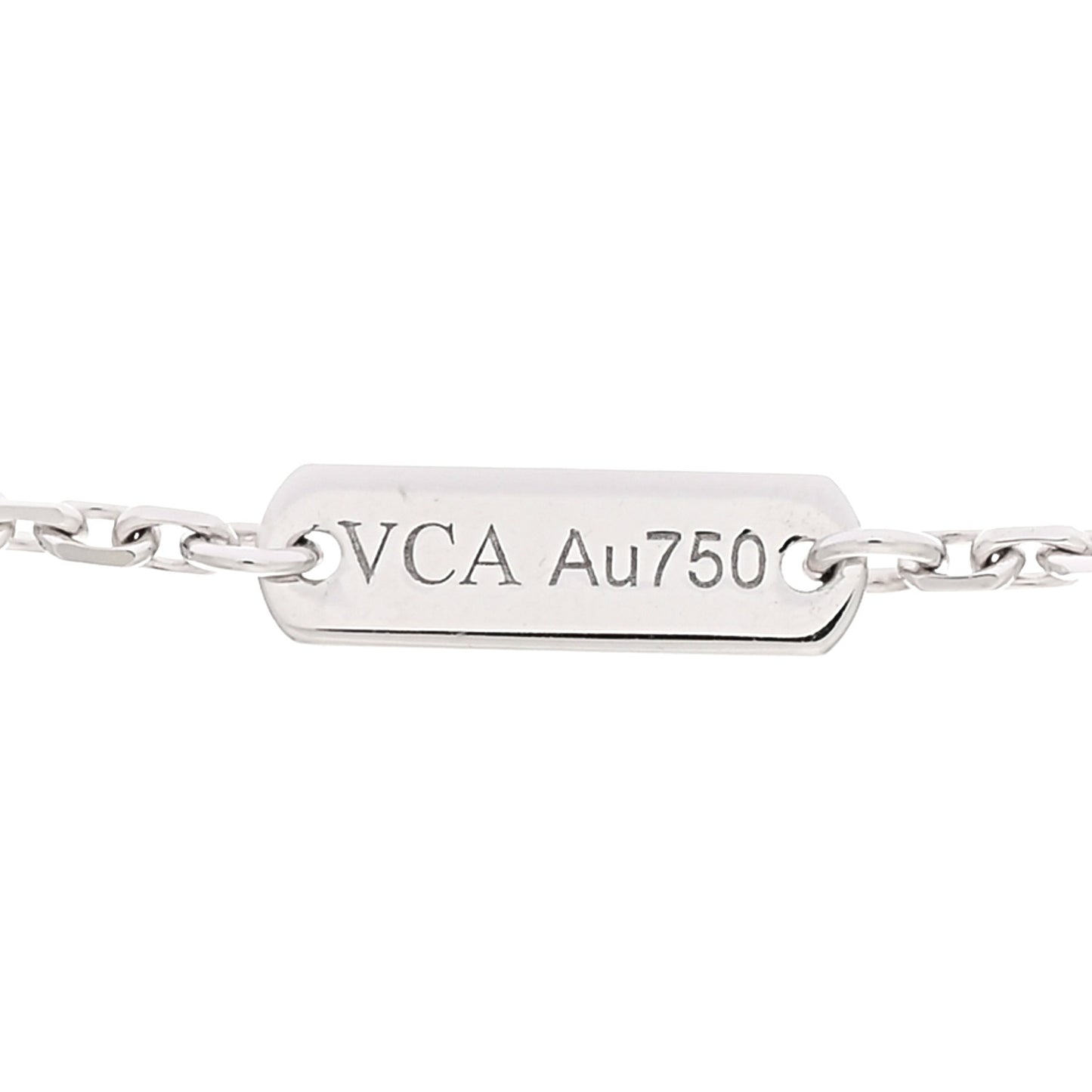 18K White Gold Diamond Vintage Alhambra Pendant Necklace