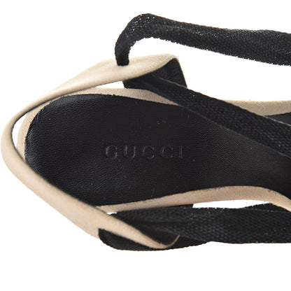 Gucci Suede Ankle Wrap Platform Espadrille Wedges 36.5 Beige 7 of 9