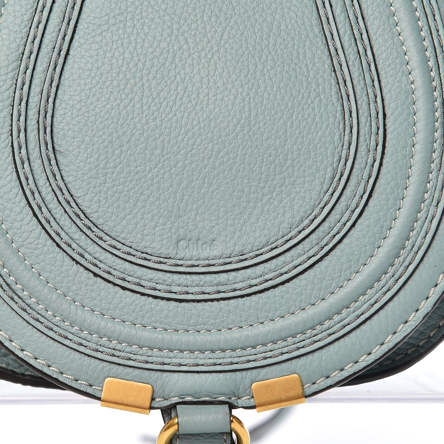 Calfskin Mini Marcie Round Crossbody Bag Faded Blue