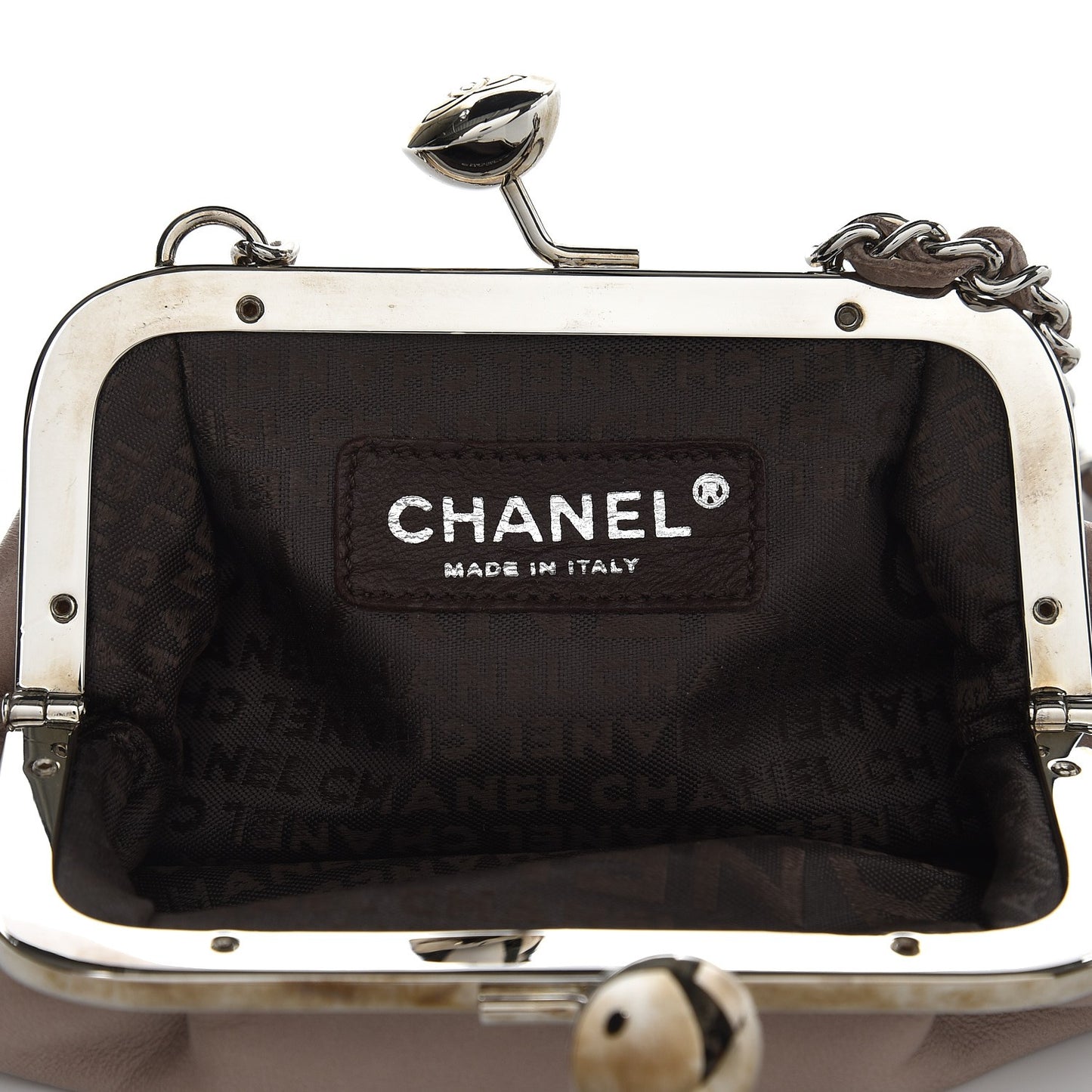 Lambskin CC Kiss Lock Evening Clutch Light Pink