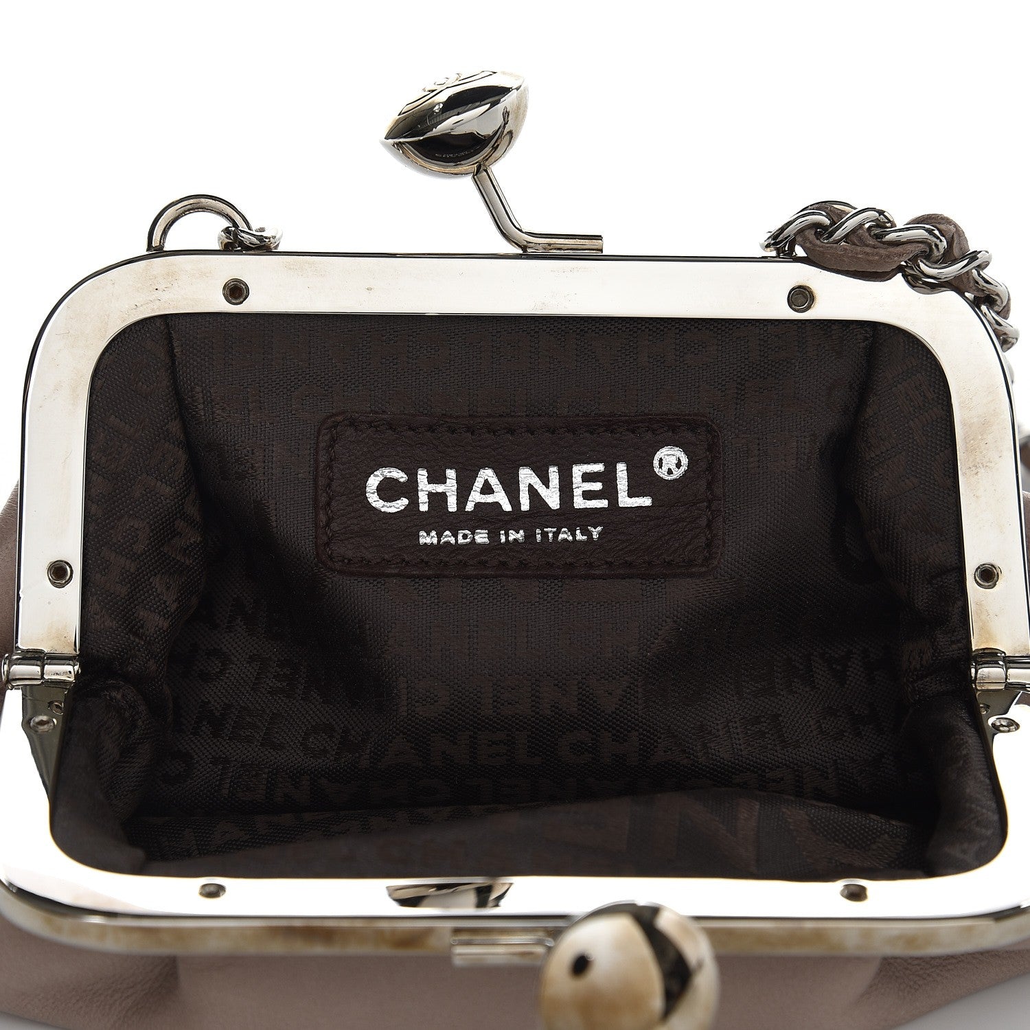 Chanel Lambskin CC Kiss Lock Evening Clutch Light Pink 7 of 8