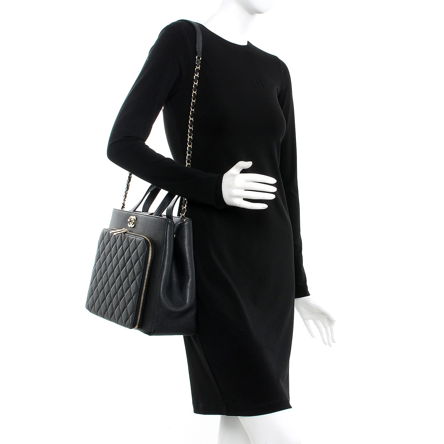 Chanel Caviar Quilted Large Business Affinity Shopping Bag Black 2 of 7
