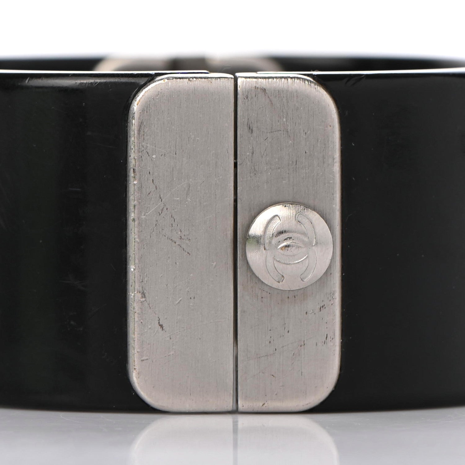 Chanel Resin Crystal CC Cuff Black 5 of 5