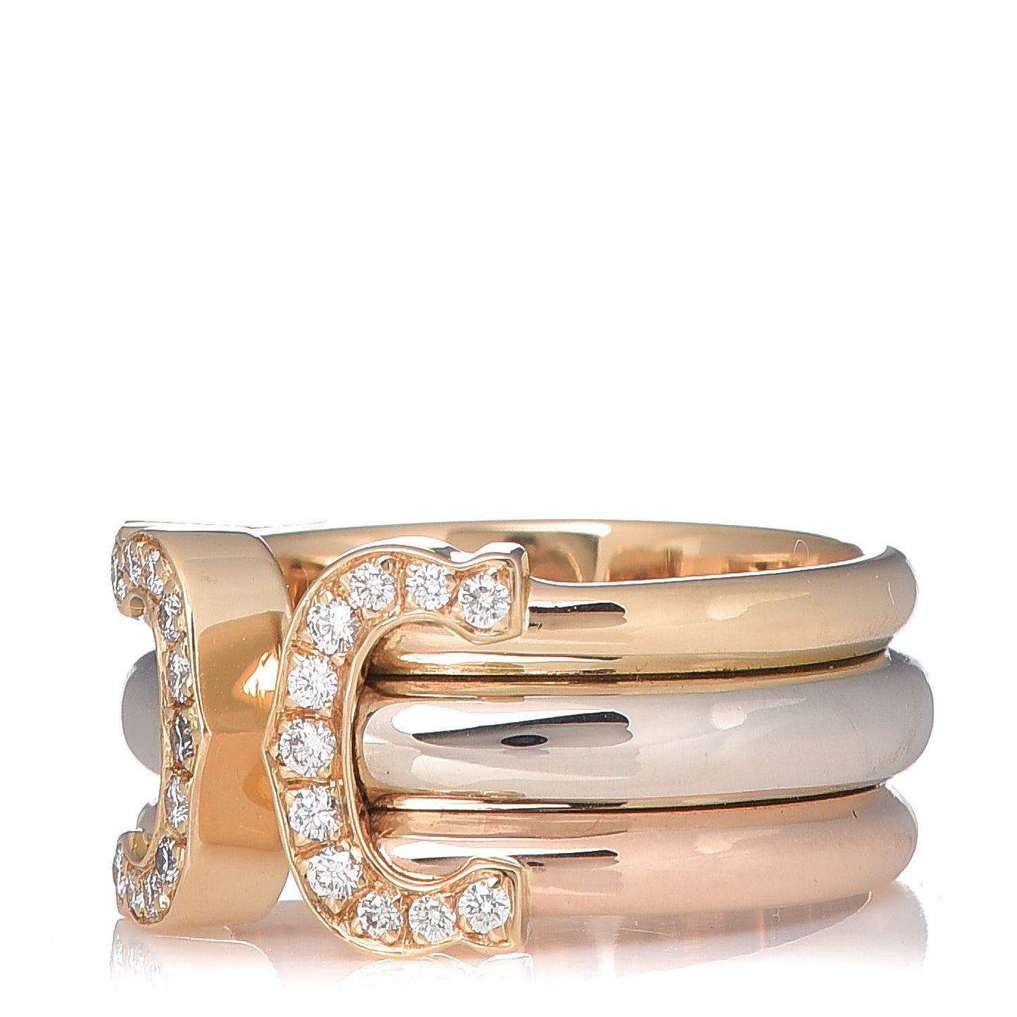 18K Pink Yellow White Gold Diamond C De Ring 51 5.75