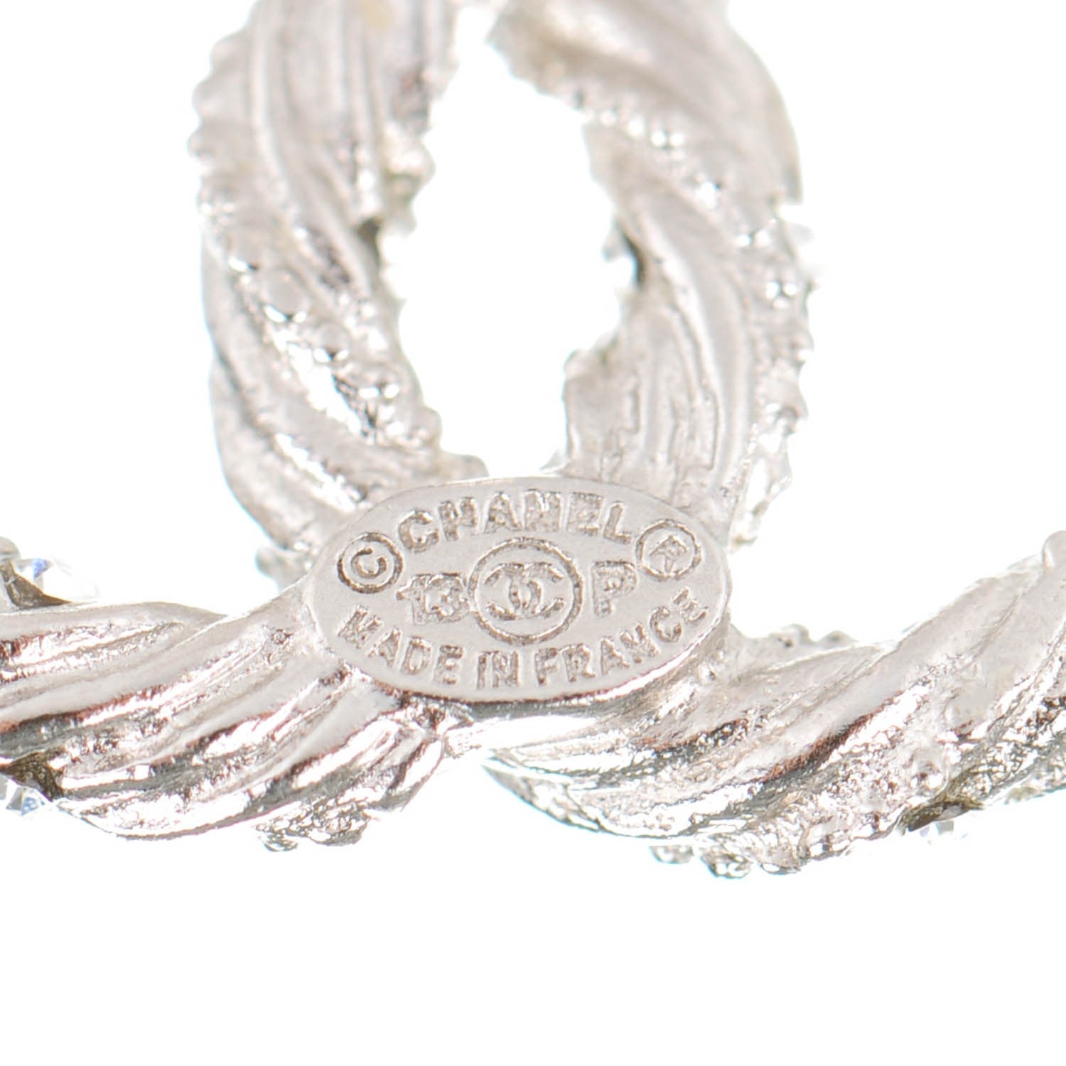 Chanel Crystal CC Twisted Earrings Silver 4 of 5