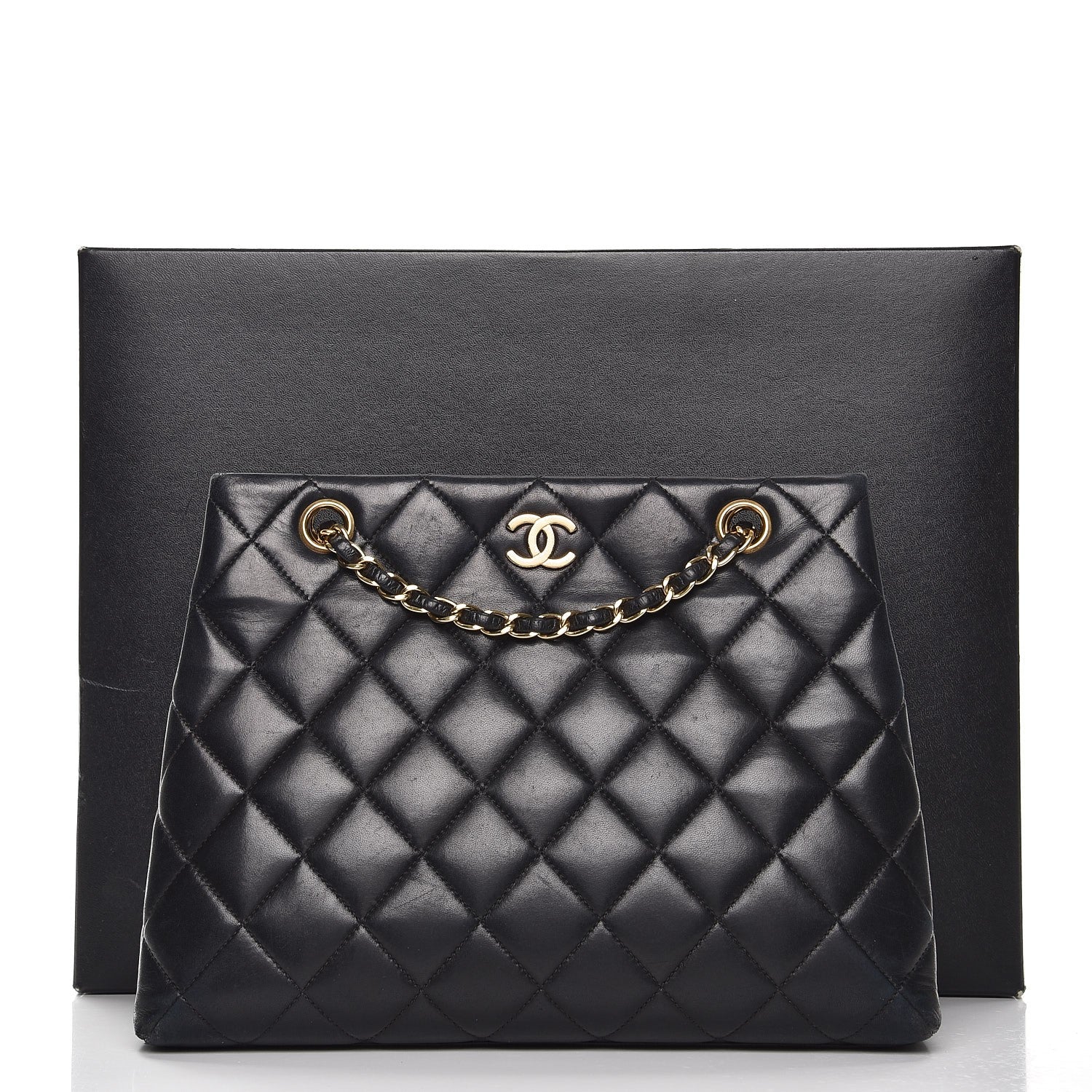 Chanel Lambskin Quilted Shopping Tote Black 11 of 11