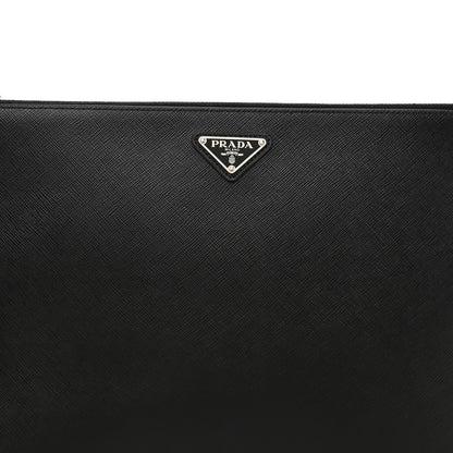 Prada Saffiano Flat Wristlet Pouch Black 7 of 10
