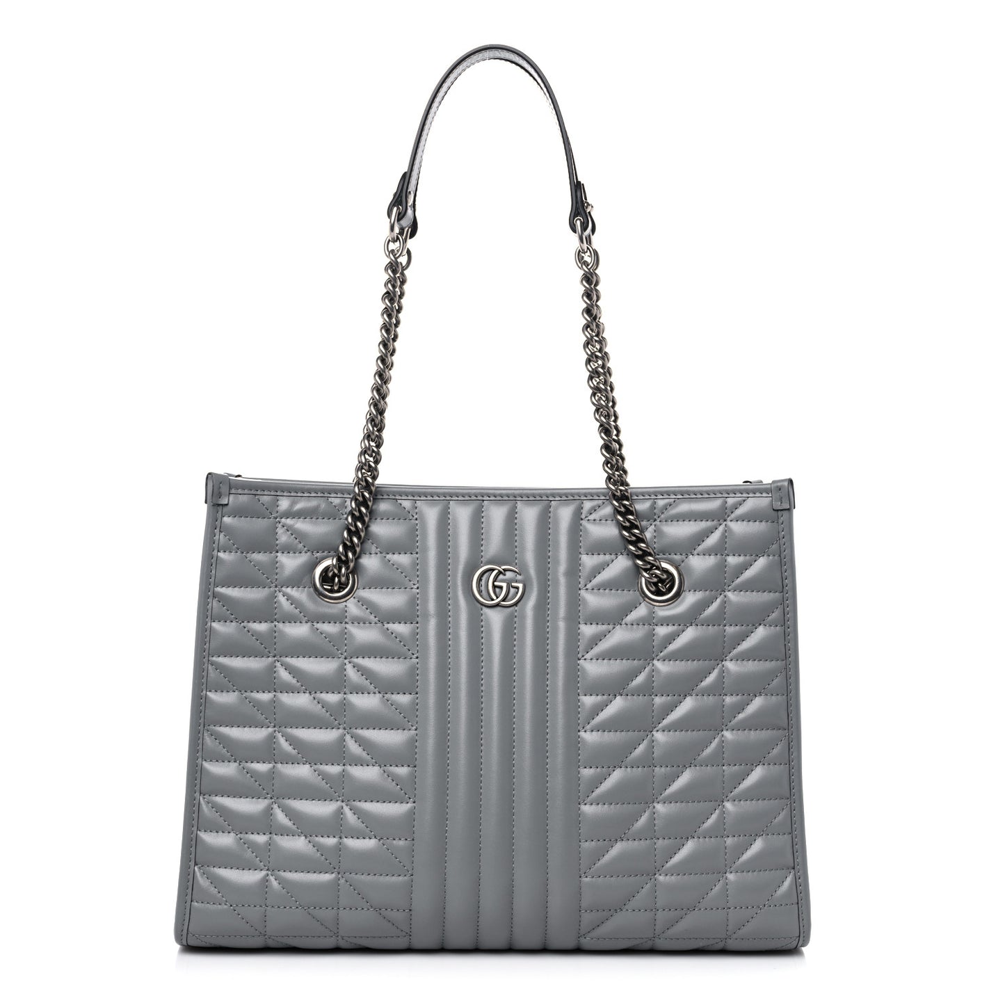 Calfskin Matelasse Aria Medium GG Marmont Shoulder Tote Deep Grey