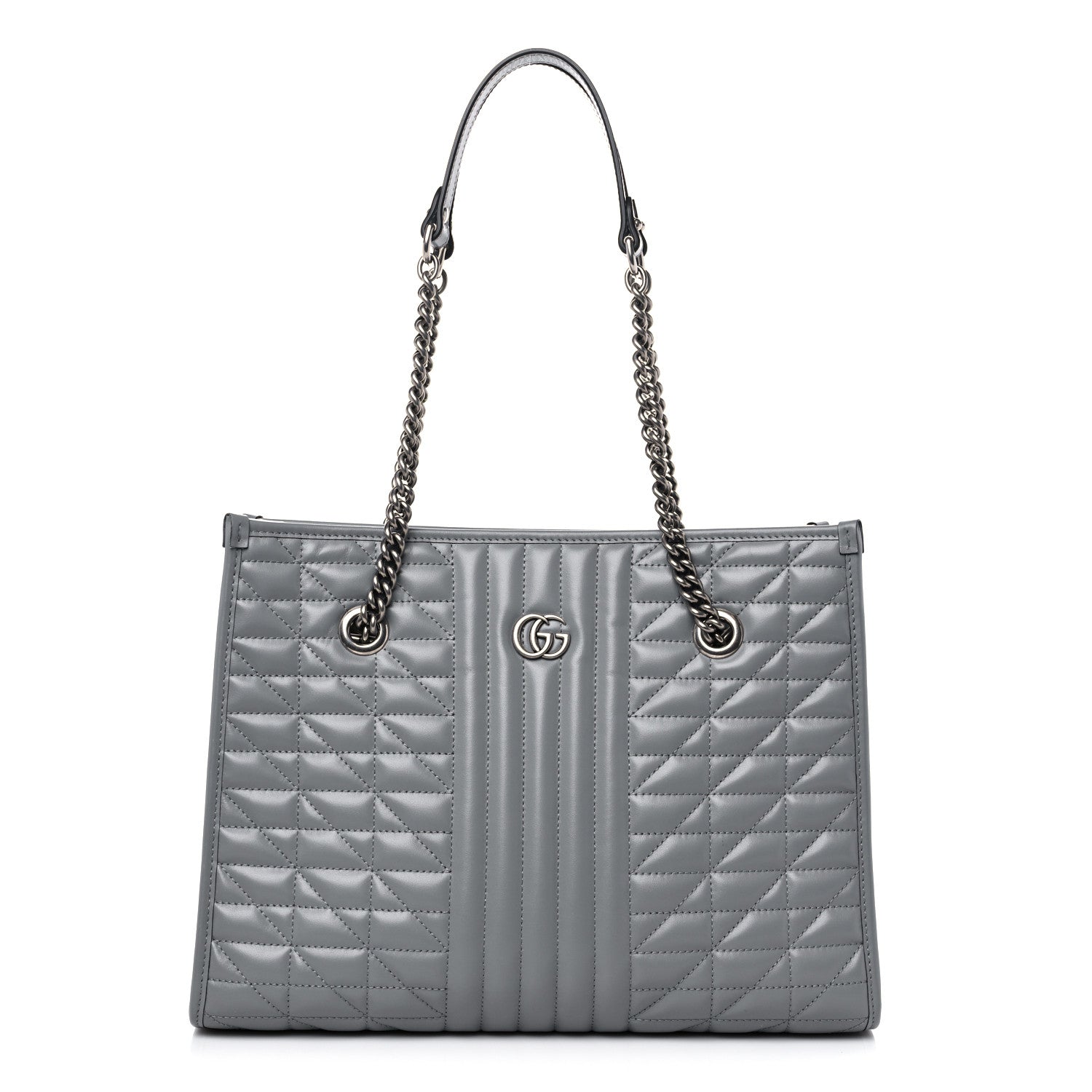 Gucci Calfskin Matelasse Aria Medium GG Marmont Shoulder Tote Deep Grey 1 of 10
