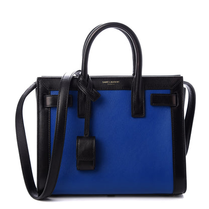 Saint Laurent Calfskin Bi-Color Nano Sac De Jour Royal Blue Black 1 of 8