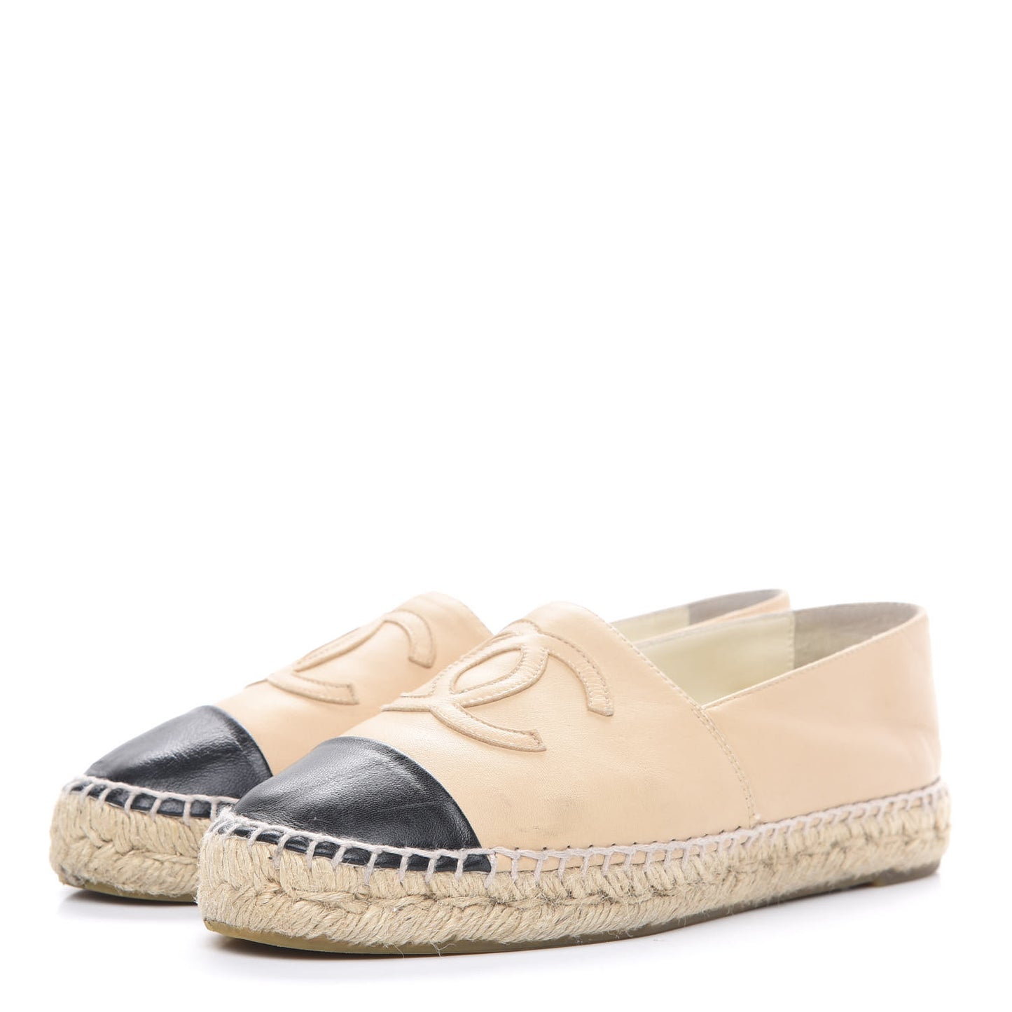 Lambskin CC Espadrilles 37 Beige Black