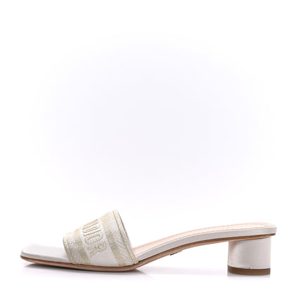 Christian Dior Metallic Satin Embroidered Dway 35mm Slide Sandals 38.5 Pale Gold 1 of 8