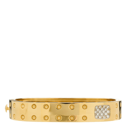 Roberto Coin 18K Yellow Gold Diamond Pois Moi 2 Row Bangle Bracelet 1 of 3