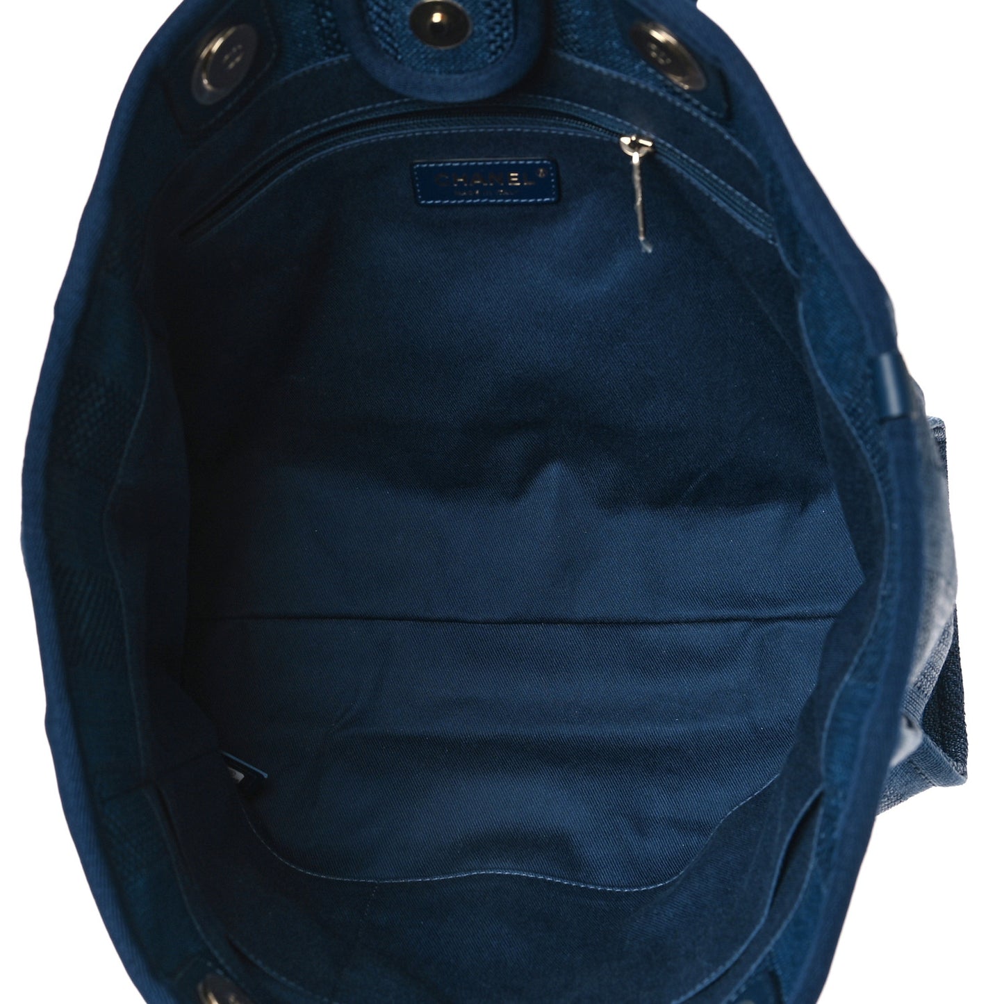 Mixed Fibers Striped Small Deauville Tote Navy Blue