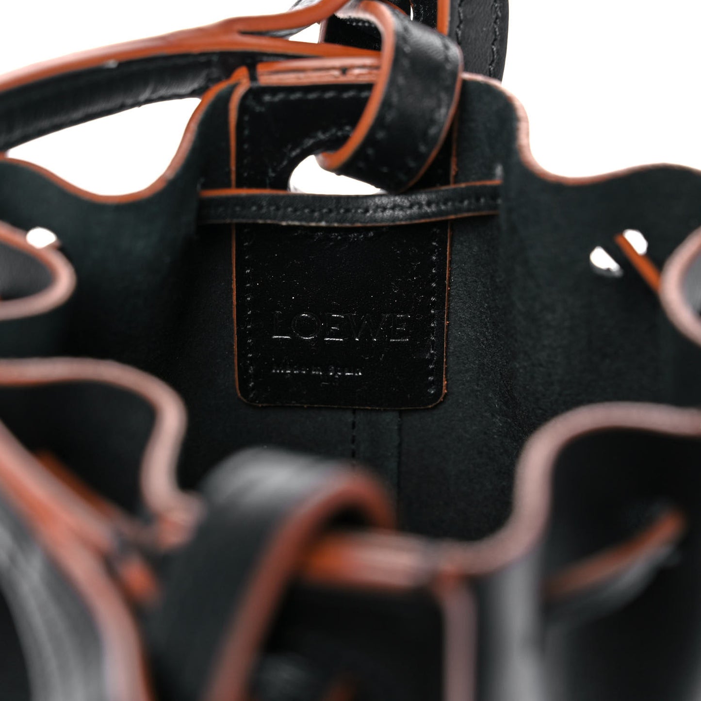 Calfskin Balloon Nano Bucket Bag Black Tan