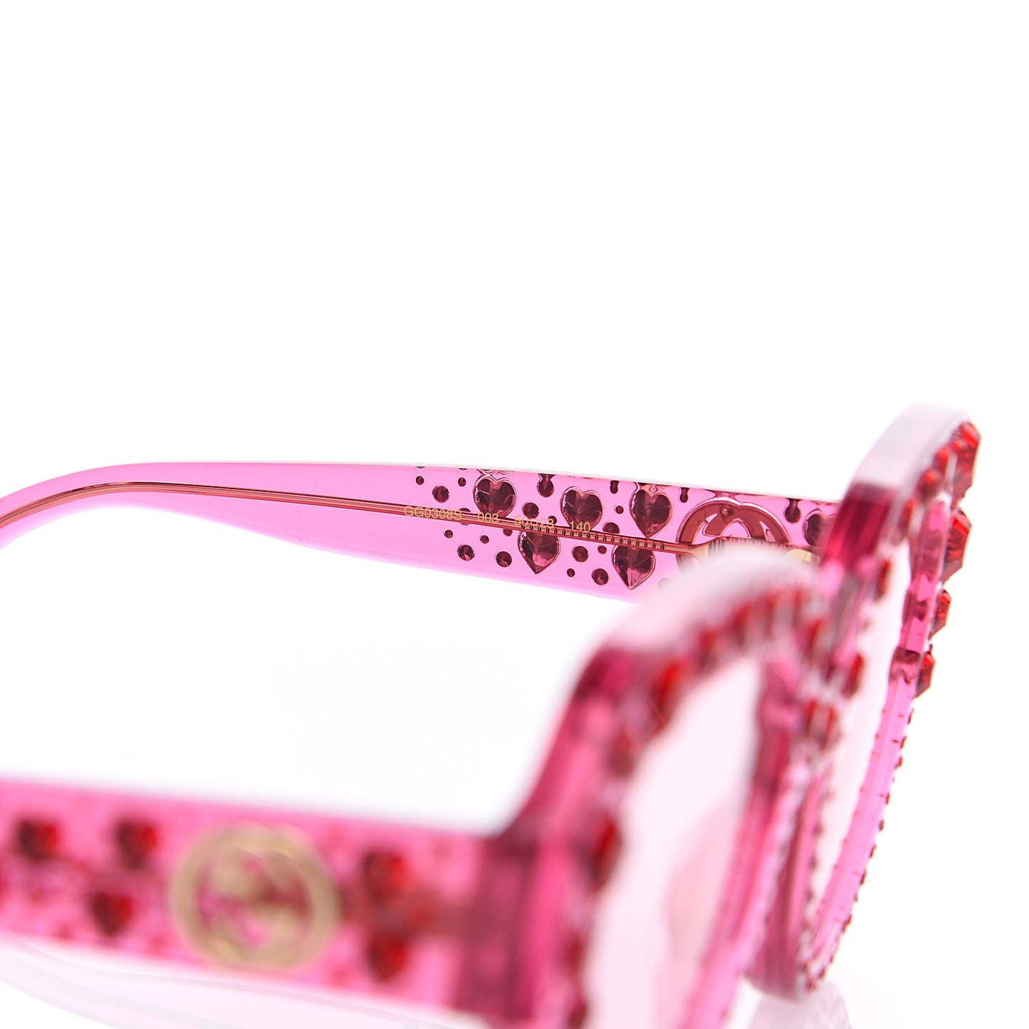 Crystal Heart Sunglasses GG0308S Red Pink