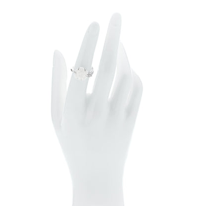 Chanel 18K White Gold Diamond Agate Camellia Ring 52 6 2 of 6