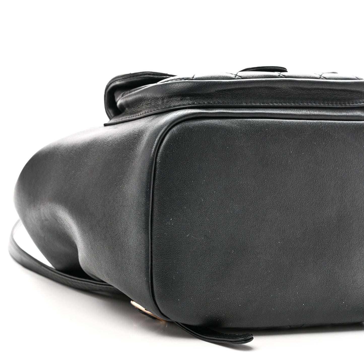 Lambskin Quilted Large Duma Drawstring Backpack Black