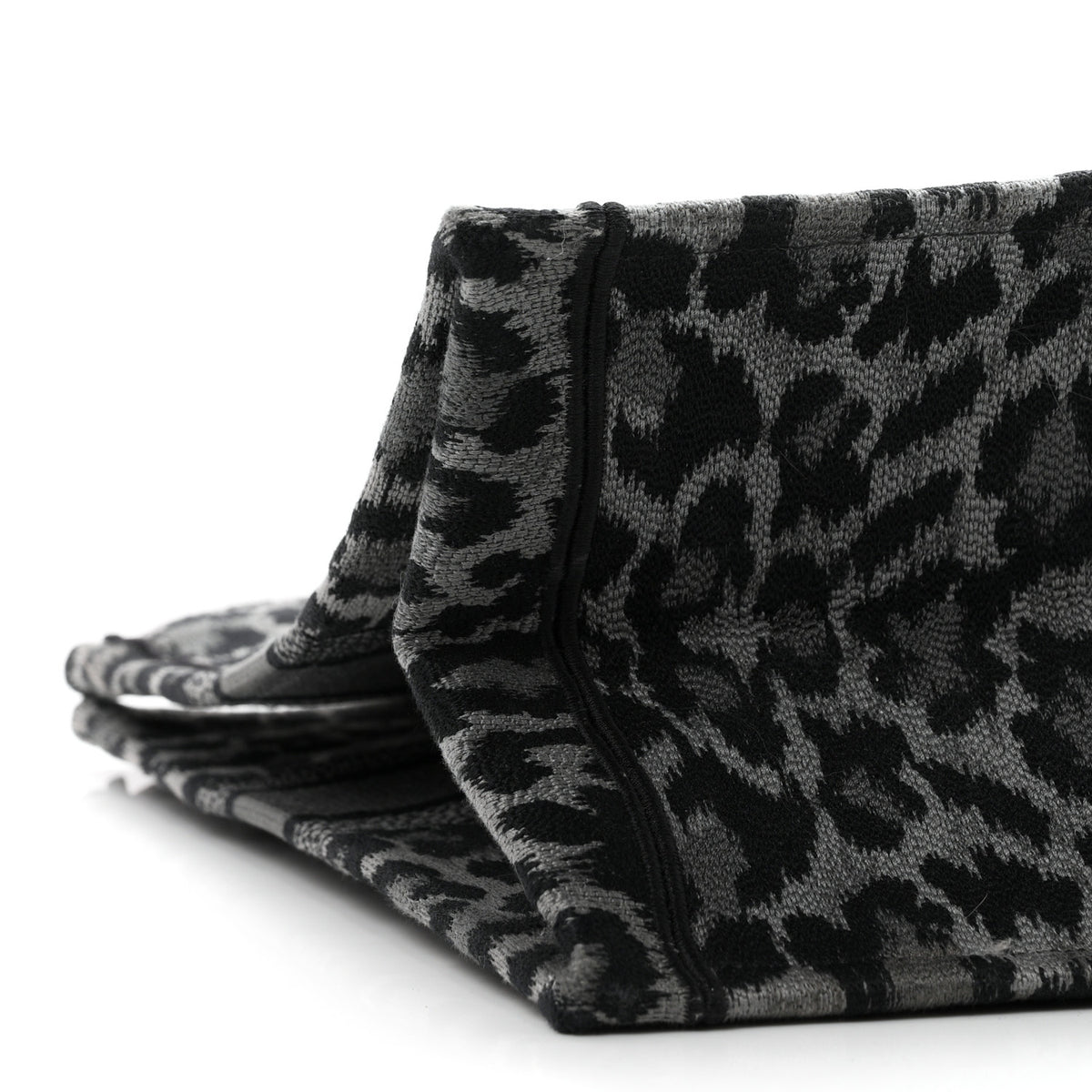 Christian Dior Canvas Mizza Embroidered Large Leopard Book Tote Grey 9 of 11